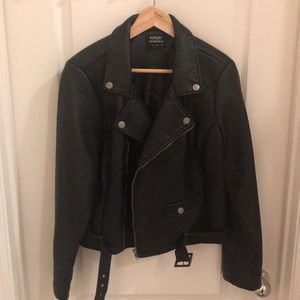 Faux leather moto jacket
